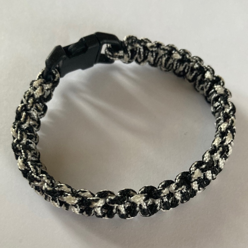 Black and White Rope Bracelet with Clip